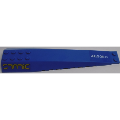 blue wedge 16 x 4 triple curved with reinforcements with white <<no step and stylized yellow static pattern model left side stickers - set 70614