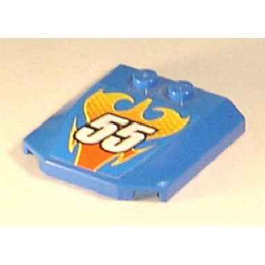 blue wedge 4 x 4 x 2 3 triple curved with flames and white 55 pattern sticker - set 8668