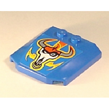 blue wedge 4 x 4 x 2 3 triple curved with flames and ox head pattern sticker - set 8668