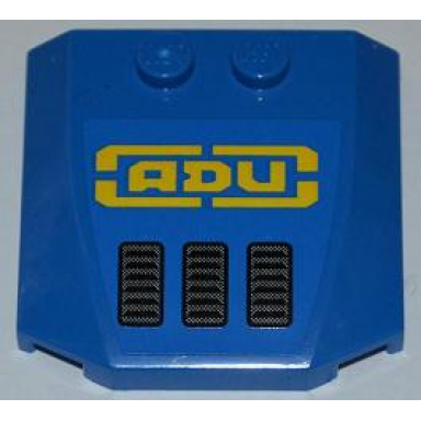 blue wedge 4 x 4 x 2 3 triple curved with yellow adu and 3 vents pattern sticker - set 7066