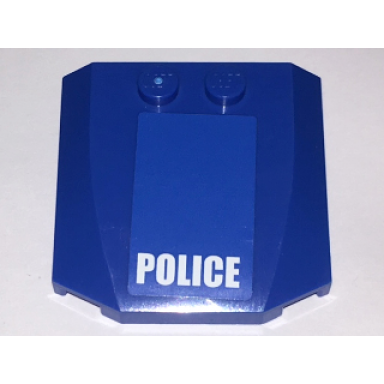 blue wedge 4 x 4 x 2 3 triple curved with white police on blue background pattern sticker - set 4438