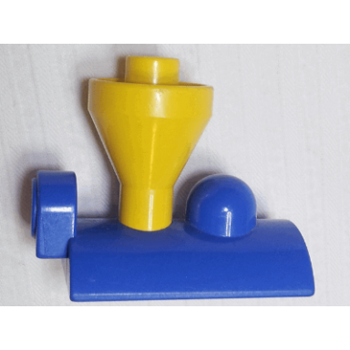 blue duplo train steam engine top with fixed yellow funnel