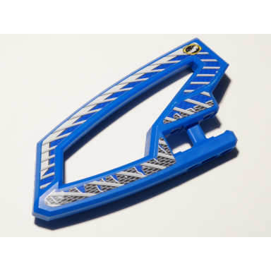 technic panel rc car panel flexible left with dirt crusher logo and gray stripes on blue and black background pattern stickers - set 8369-2