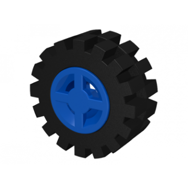 blue wheel 8mm d x 6mm with black tire 15mm d x 6mm offset tread small 4624 3641