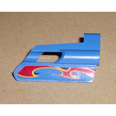 blue technic panel fairing 25 small short small hole side a with flame pattern sticker - set 8646