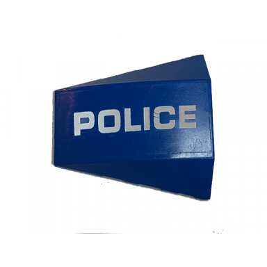 blue wedge 4 x 4 triple curved no studs with white police pattern model right side sticker - set 60174