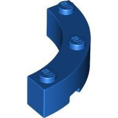 blue brick round corner 4 x 4 macaroni with 3 studs