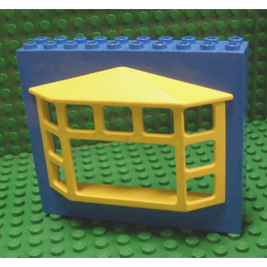 blue fabuland building wall 2 x 10 x 7 with yellow bay window