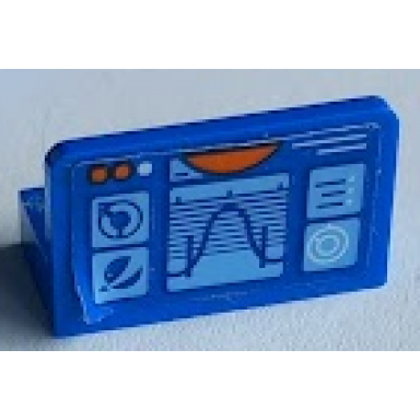 blue panel 1 x 2 x 1 with head-up display hud city mars exploration logo orange buttons light aqua squares and lines pattern sticker - set 60227