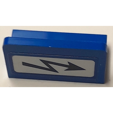 blue panel 1 x 2 x 1 with black electricity danger sign on white background pattern model right side sticker - set 40166