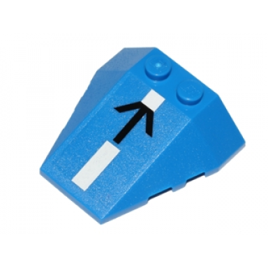 blue wedge 4 x 4 triple with stud notches with white stripe and black arrow pattern sticker - set 75002