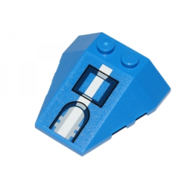 blue wedge 4 x 4 triple with stud notches with white stripe and rectangle pattern sticker - set 75002