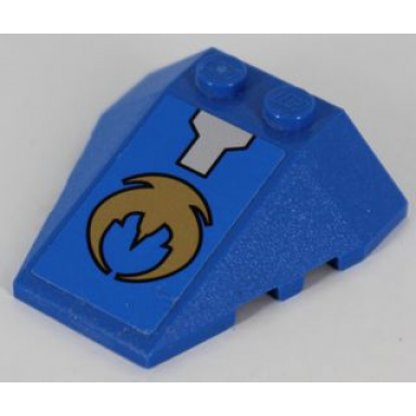blue wedge 4 x 4 triple with stud notches with silver and gold pattern sticker - set 8106