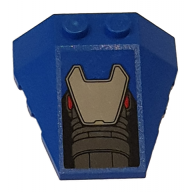 blue wedge 4 x 4 triple with stud notches with dark and light bluish gray engine pattern sticker - set 76081