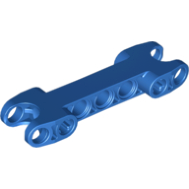 blue technic axle and pin connector 2 x 7 with 2 ball joint sockets rounded ends