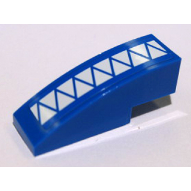 blue slope curved 3 x 1 with white triangles pattern sticker - set 7868