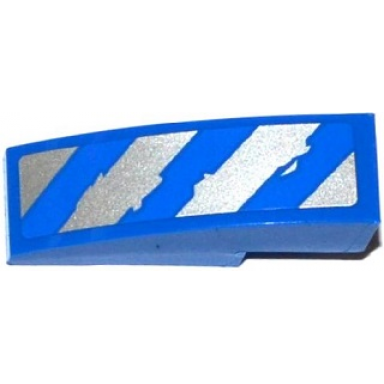 blue slope curved 3 x 1 with worn blue and silver danger stripes pattern model right side sticker - set 75918