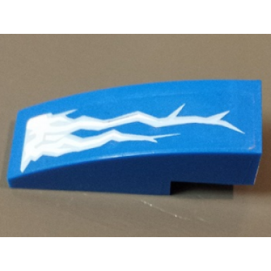 blue slope curved 3 x 1 with lightning bolts pattern model left side sticker - set 70723