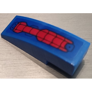 blue slope curved 3 x 1 with black spider web on red background and blue hull plates pattern sticker - set 76115