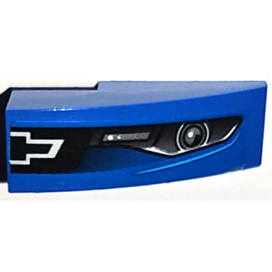 blue slope curved 3 x 1 with black and silver chevrolet logo and headlight pattern model left side sticker - set 75891