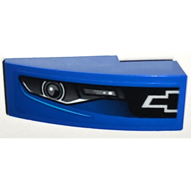 blue slope curved 3 x 1 with black and silver chevrolet logo and headlight pattern model right side sticker - set 75891