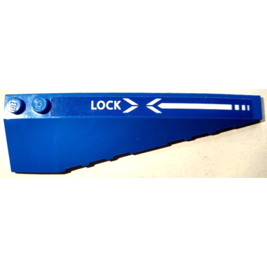 blue wedge 10 x 3 right with white lock and arrows pattern sticker - set 70668