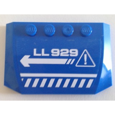 blue wedge 4 x 6 x 2 3 triple curved with white ll 929 danger stripes arrow and exclamation mark in triangle pattern model left sticker - set 70816