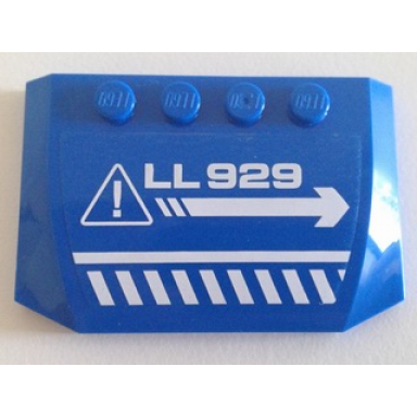 blue wedge 4 x 6 x 2 3 triple curved with white ll 929 danger stripes arrow and exclamation mark in triangle pattern model right sticker - set 70816