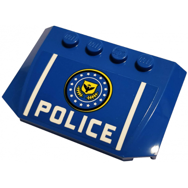 blue wedge 4 x 6 x 2 3 triple curved with yellow and blue badge black bird white stars stripes and police pattern sticker - set 76120