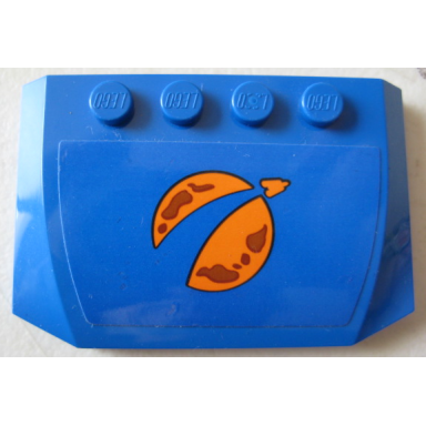 blue wedge 4 x 6 x 2 3 triple curved with orange city mars exploration logo on blue background pattern sticker - set 60229