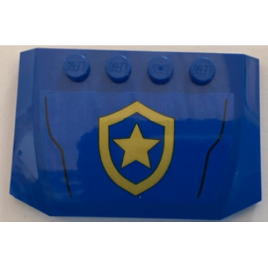 blue wedge 4 x 6 x 2 3 triple curved with gold police star badge logo and black lines pattern sticker - set 60369
