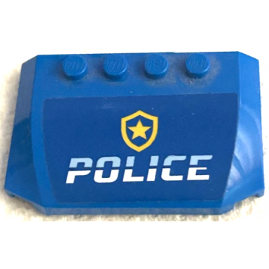 blue wedge 4 x 6 x 2 3 triple curved with bright light blue and white police and gold star badge logo pattern sticker - set 60315