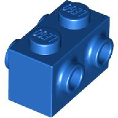 blue brick modified 1 x 2 with studs on 2 sides
