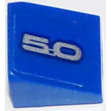 blue slope 30 1 x 1 x 2 3 with silver 5.0 on blue background pattern model left side sticker - set 75871