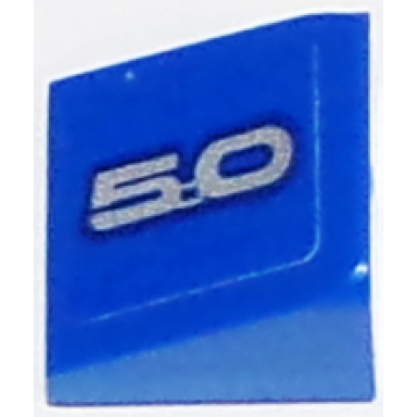 blue slope 30 1 x 1 x 2 3 with silver 5.0 on blue background pattern model right side sticker - set 75871