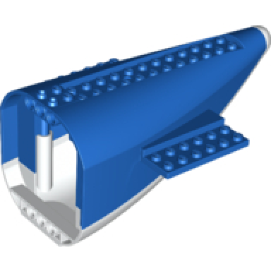 blue aircraft fuselage aft section curved with fixed white base and white hard rubber tip