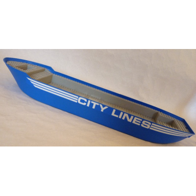 blue boat hull unitary 74 x 18 x 7 with light bluish gray top with white stripes and city lines pattern on both sides stickers - set 7994