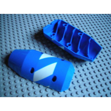 blue vehicle tipper drum 3 x 6 x 10 half with 4 pin holes with blue and white stripes pattern sticker - set 7990
