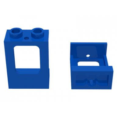 blue window 1 x 2 x 2 plane single hole top and bottom for glass