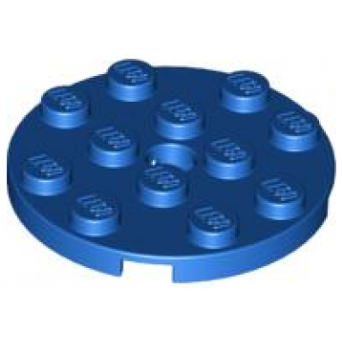 blue plate round 4 x 4 with hole