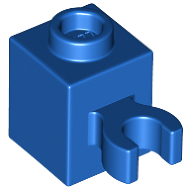 blue brick modified 1 x 1 with open o clip vertical grip - hollow stud