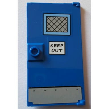 blue door 1 x 4 x 6 with stud handle with lattice window keep out and metal plate with 5 rivets pattern stickers - set 71016