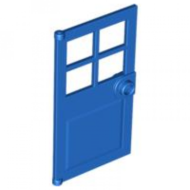 blue door 1 x 4 x 6 with 4 panes and stud handle