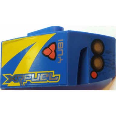 blue technic panel car mudguard right with xrfuel yubi headlights and turning signal pattern stickers - set 8494
