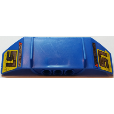 blue technic panel car spoiler 3 x 8 with three holes and yubihama and 51 pattern on both ends stickers - set 8494