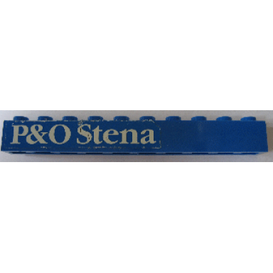 blue brick 1 x 10 with p o stena pattern sticker - set 1054