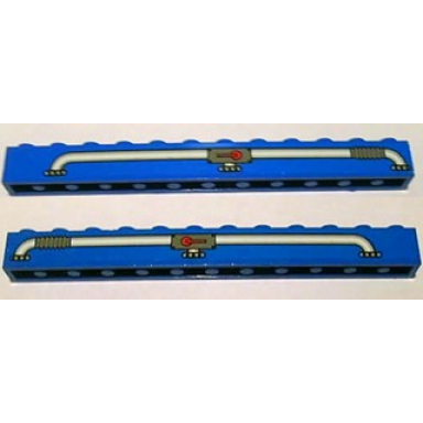 blue brick 1 x 12 with tube and valve pattern on both sides stickers - set 2126