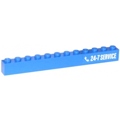 blue brick 1 x 12 with white 24-7 service and phone pattern on right sticker - set 60056