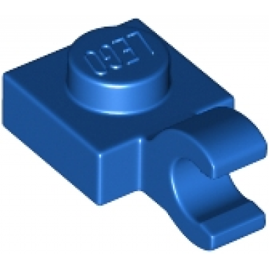 blue plate modified 1 x 1 with open o clip horizontal grip