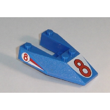blue wedge 6 x 4 cutout without stud notches with red number 8 print red 8 pattern on both sides stickers - set 6334